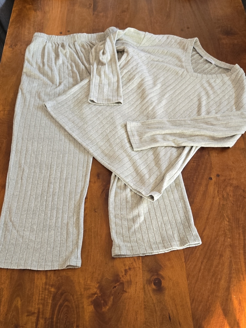 Ekouaer Light Gray Ribbed Lounge Set Size Medium
